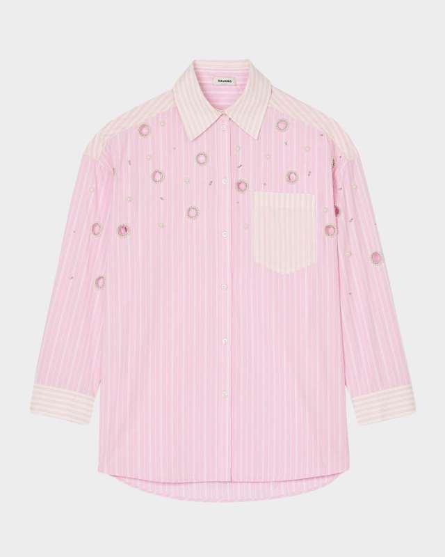 Confetti Embellished Striped Shirt